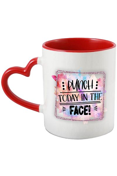 StoryGift Romania Mug with the message "Punch today in the face!", illustration, funny, laugh, comic, yes, With ,STG
