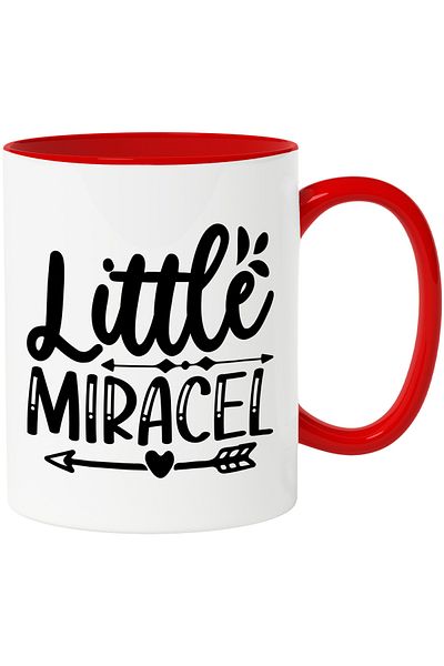 StoryGift Romania Mug with heart and the text "Little miracle" - small miracle with Red Handle, With Ro Handle, STG.