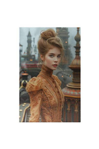 StoryGift Romania Canvas Painting 60 x 40CM Young Lady High Above the Rushing Train - Elegance, STG.