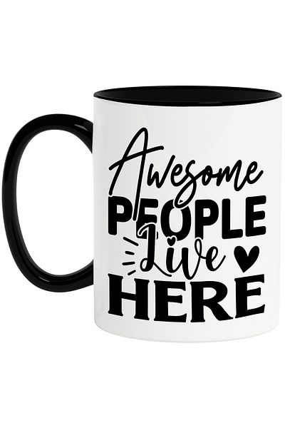 StoryGift Romania Mug with hearts and the text "Awesome people live here", With ,STG.