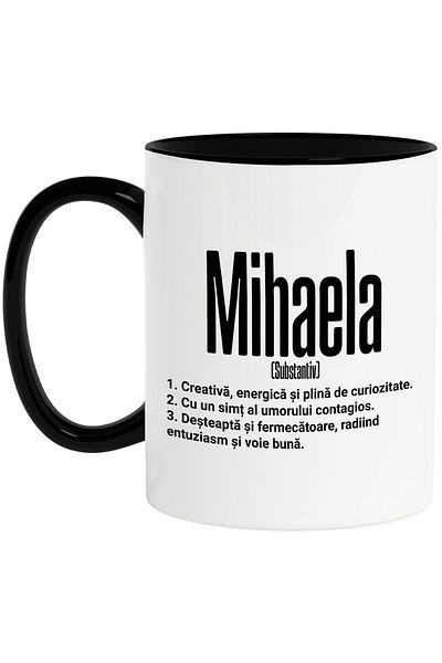 StoryGift Romania Mug With the Name Mihaela, and Motivational Message, Creative, Smart, Curious, I, With, STG.