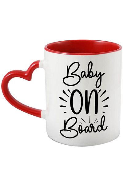 StoryGift Romania Mug for those who have a baby on board in the car with Red Heart Handle, With Handle I, STG.