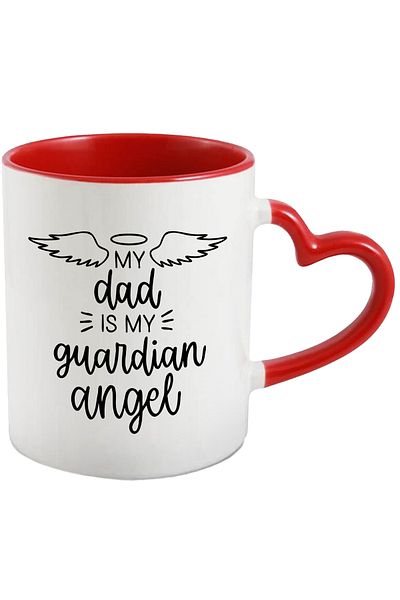 StoryGift Romania Mug with the Message in English Dad is my Guardian Angel, My Father is an Angel, Wing, With, STG.