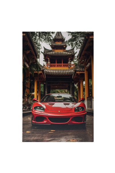 StoryGift Romania Tablou Canvas: Masina Scumpa Ferrari - Picaturi De Ploaie C...