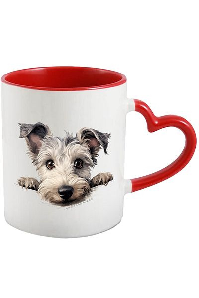 StoryGift Romania Mug with a puppy looking curiously | illustration | wants to know what's going on, With ,STG