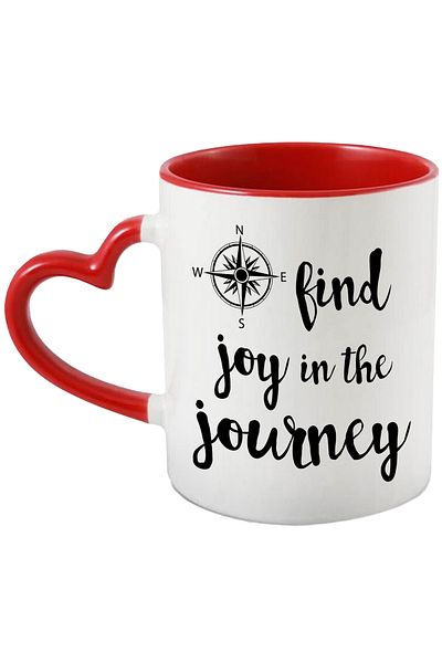 StoryGift Romania Mug with the cardinal points and the message "Find joy in the journey" - find joy, With ,STG