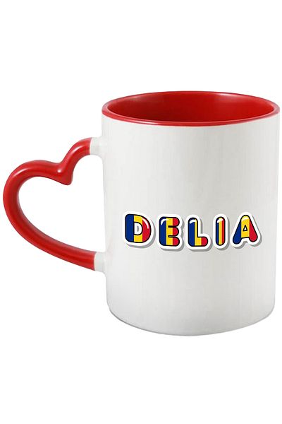 StoryGift Romania Mug With Name Delia, Romania, Supporter, Romanian Flag, Patriot, 330ml, Ceram, With, STG.