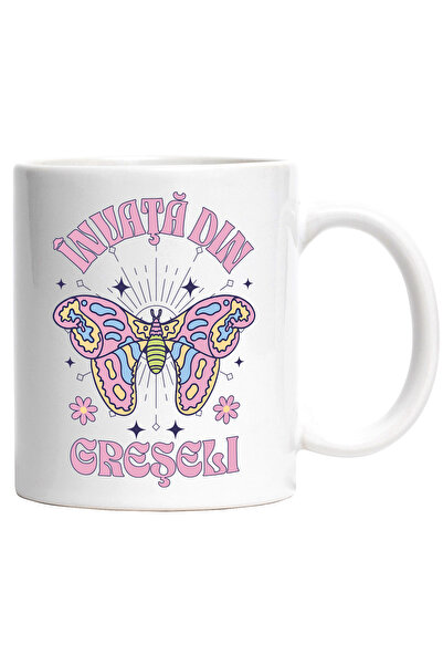 StoryGift Romania Cana Invata Din Greseli Fluture Roz Pozitivitate, 330ml, Ce...