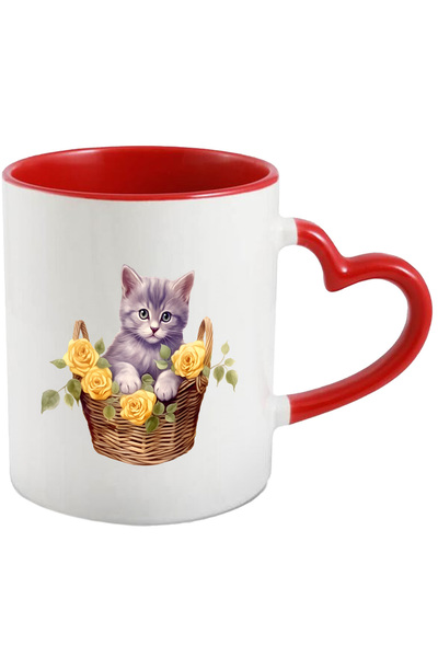 StoryGift Romania Cana Cu O Pisicuta Surprinsa Care Sta Intr-un Cosulet Din N...