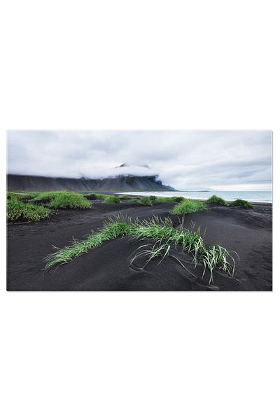 StoryGift Romania Tablou Canvas Peisaj In Stokksnes, Islanda, Nisip Negru, Coasta, Natura, Vulcanic 2691