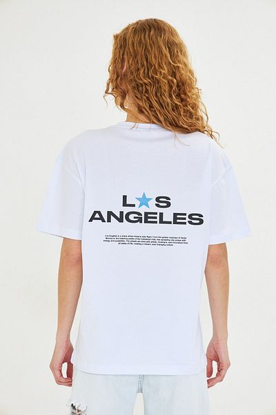 The Champ Clothing Tricou oversize pentru femei, 100% bumbac, imprimat Los Angeles