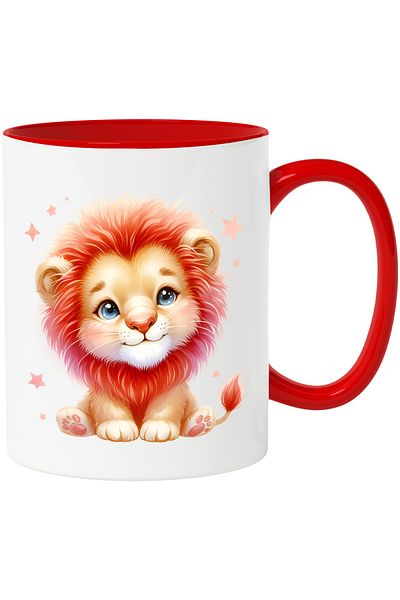 StoryGift Romania Mug with a little lion | illustration | stay well | stars | blue eyes | drink, With,STG.
