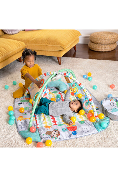 Bright Starts صالة ألعاب رياضية استوائية للأطفال ٥ في ١ مع أضواء وألعاب | للأعمار من ٠ فما فوق