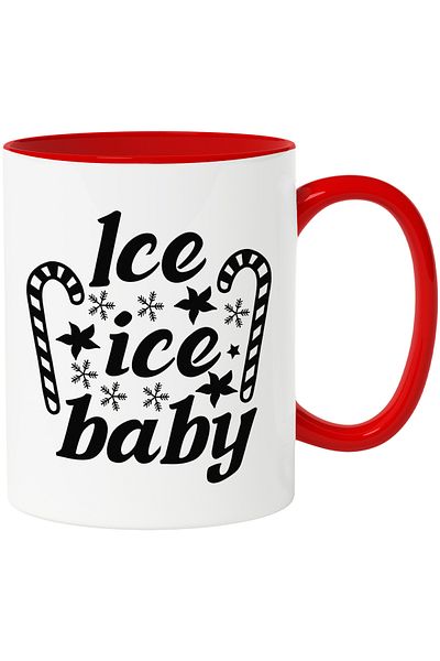 StoryGift Romania Cana Cu Acadele Si Textul "ice, Ice Baby" - Bebelus Inghetat/de Gheata Cu Maner , Cu ,stg