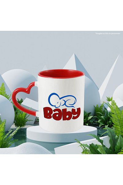 StoryGift Romania Mug with a baby and the text in English "Baby" - take care of the little one with Heart Handle Ro, Cu, STG