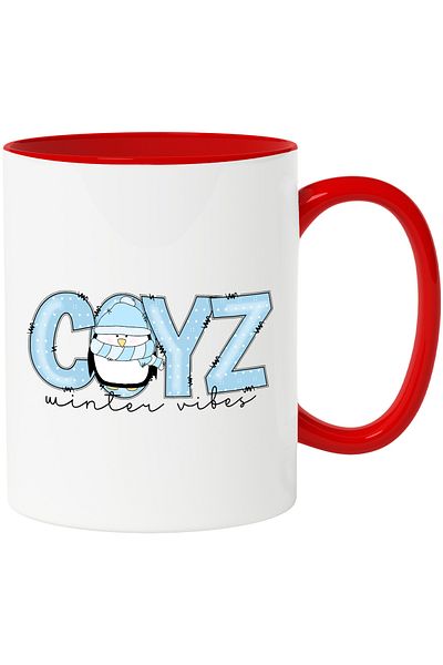 StoryGift Romania Mug with a penguin with the message "Cozy winter vibes", Merry Christmas, illustration, , With ,STG