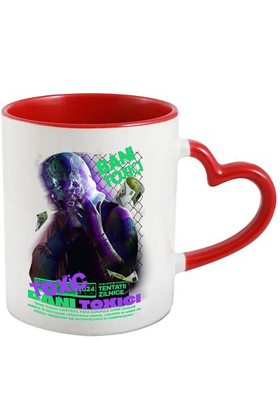 StoryGift Romania Toxic Money Mug - Corrupt Unscrupulous Earnings, 330ml, Ceramic with Heart Handle, With ,STG.