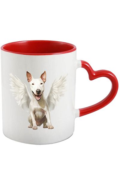 StoryGift Romania Mug With A Happy White Dog With White Wings | Illustration | Happiness | Goodness | J, With ,stg