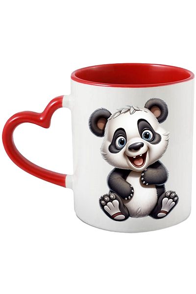StoryGift Romania Mug with a cheerful Panda bear | illustration | amazed | curious | playful | for c, With ,STG.