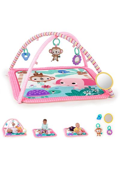 Bright Starts Floral Safari Baby Gym with Jungle Toys & Mirror | Ages 0+