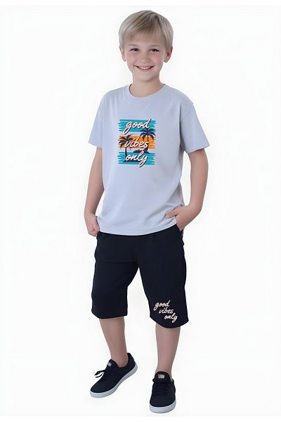 FYK KİDS Boy's Summer Good Vibes Only Printed Bottom Suit