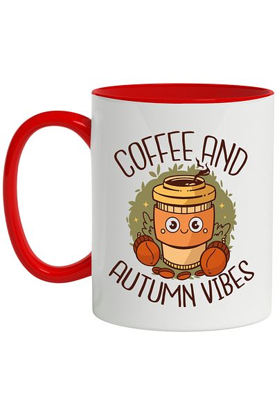 StoryGift Romania Coffee And Autumn Vibes Message Mug, Coffee, Acorns, Autumn, Multicolor 330 ml,, With ,STG.