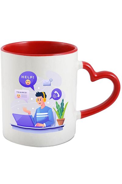 StoryGift Romania Mug With Tech Support, Laptop, Phone, Headphones, Multicolor 330 ml, Ceramic with Ma, With, STG.
