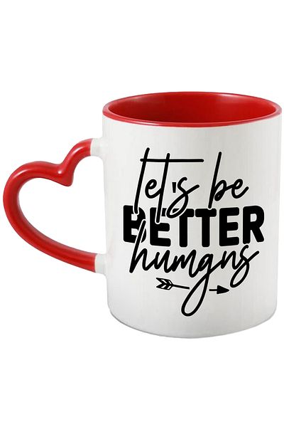 StoryGift Romania Mug with a message in English that urges you to be better with a Red Heart Handle, with M,STG.