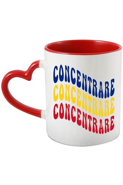 StoryGift Romania Mug The Word Concentration, in the Colors of the Romanian Flag, Red, Yellow, Blue, with ,STG.