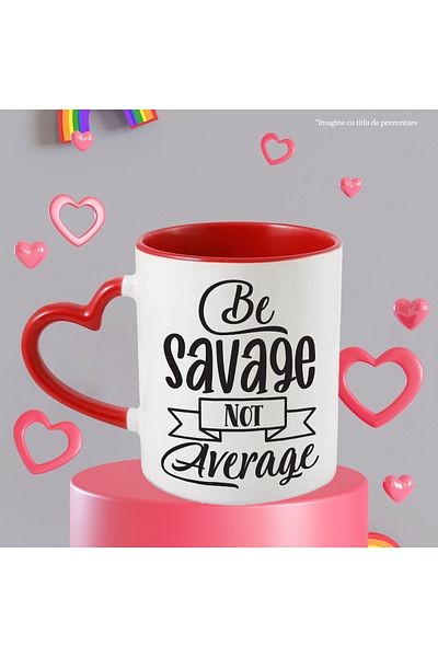 StoryGift Romania Mug with a message that urges you to be wild, not mean, with a Red Heart Handle, with ,STG.