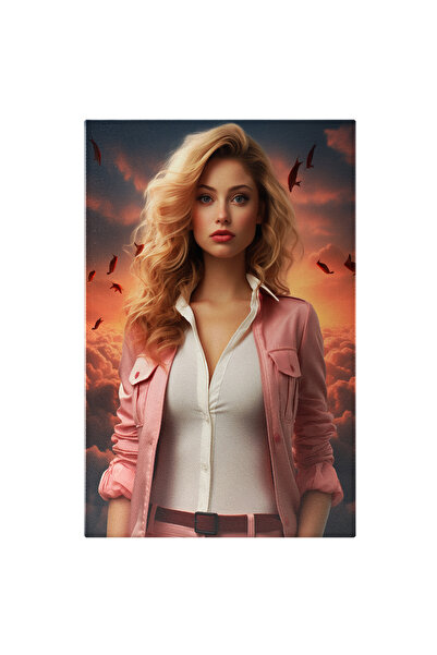 StoryGift Romania Tablou Canvas: Portret Fata Cu Par Brunet Ondulat Privire P...