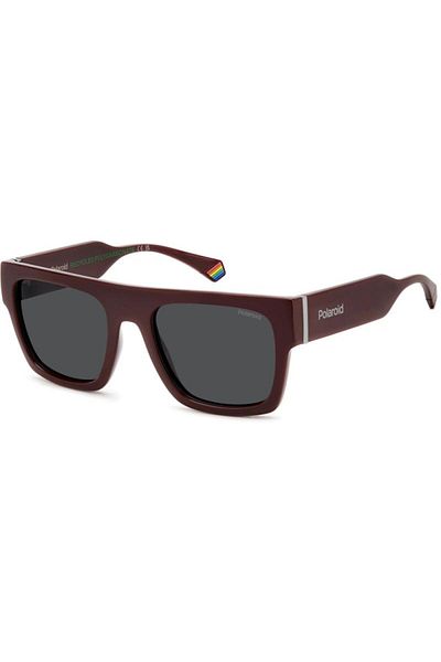 Polaroid Polarized Sunglasses Men Polaroid PLD 6224/S/X LHF/M9, Plastic, Burgundy, 54 mm