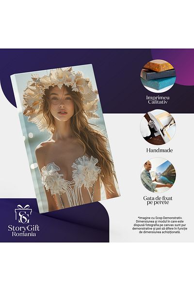 StoryGift Romania Tablou Canvas: Portret Femminin In Valurile Mării- Izvor De Eleganță Feminină Pictura Digitala