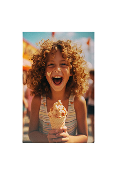 StoryGift Romania Tablou Canvas: Fetita Care Se Bucura De Inghetata Cu O Inim...