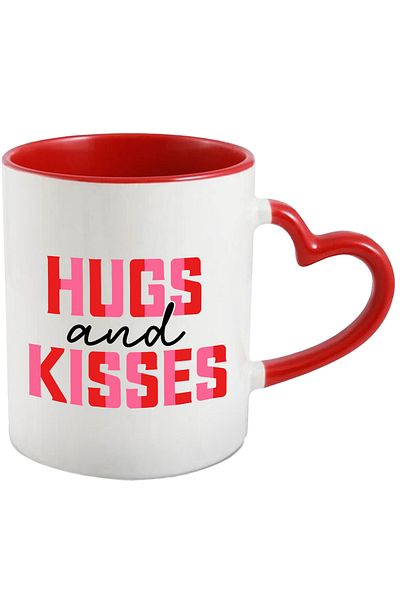 StoryGift Romania Mug with the text in English "Hugs and kisses" - hugs and kisses with Handle Ini, Cu, STG.