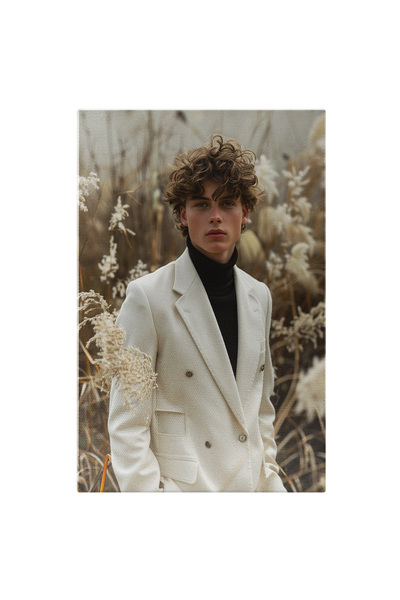 StoryGift Romania Tablou Canvas Băiat Creț Pe Câmp, Îmbrăcat Elegant - Pulove...