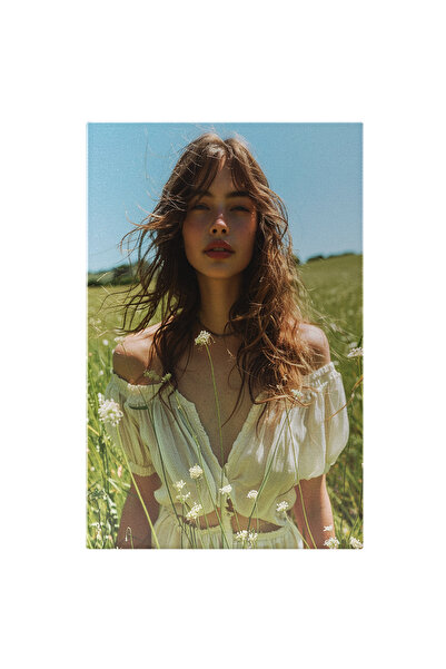 StoryGift Romania Tablou Canvas Fata Fericita In Natura Pe Un Camp Cu Iarba V...