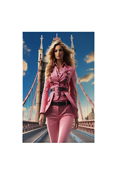 StoryGift Romania Tablou Canvas: Serious Woman Femeie Mergand Pe Pod Imbracat...