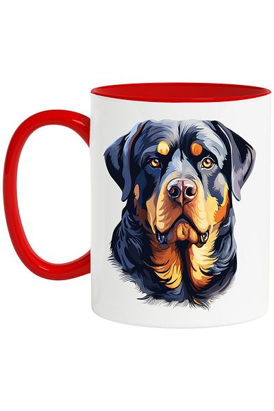 StoryGift Romania Mug with a Boxer dog, illustration, serious, man's best friend, black, With ,STG