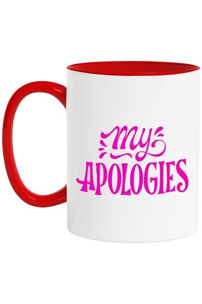 StoryGift Romania Mug with the text in English "My apologies" - my apologies with Red Handle, With Red Handle, STG.