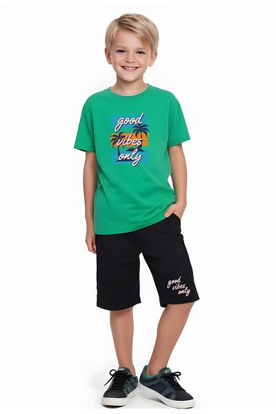 FYK KİDS Boy's Summer Good Vibes Only Printed Bottom Suit