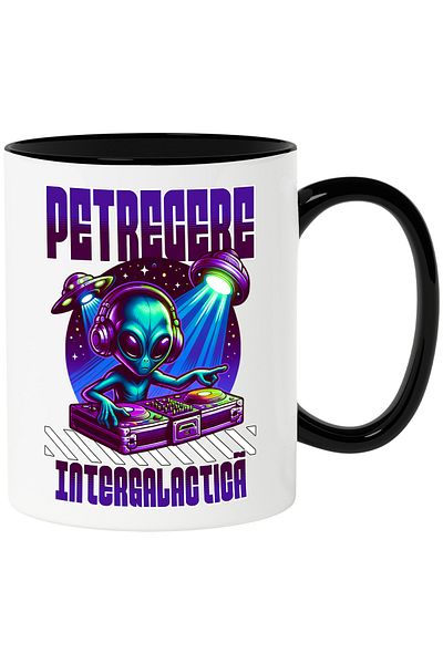StoryGift Romania Mug Intergalactic Party Alien DJ Music, 330ml, Ceramic with Handle, With,STG.