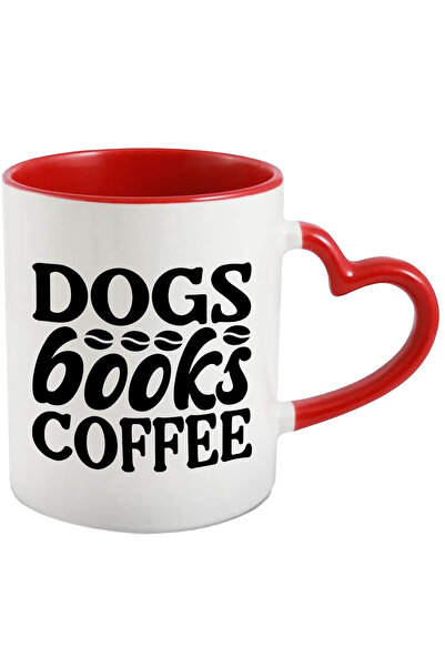 StoryGift Romania Cana cu textul "Dogs, books, coffee" - caini carti cafea cu...