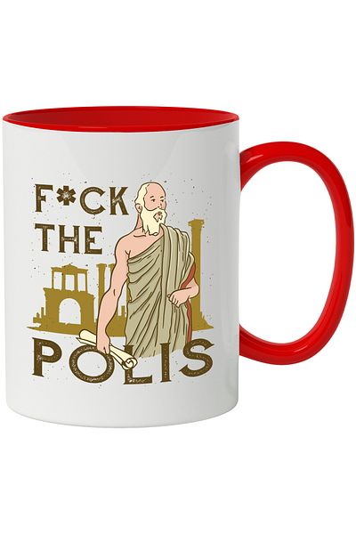 StoryGift Romania Mug With Message In English F*ck The Polis, Antique, Multicolor 330 ml, Ceramic, With ,STG.