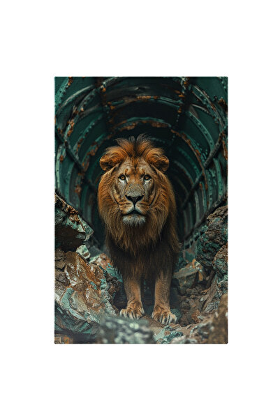 StoryGift Romania Tablou Canvas 70 X 50cm Regele Leu Cu Coama Ingrijita In Tu...