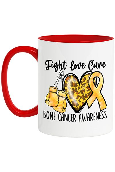 StoryGift Romania Mug with the message "Fight, love, cure, bone awareness", illustration, awareness, With ,STG.