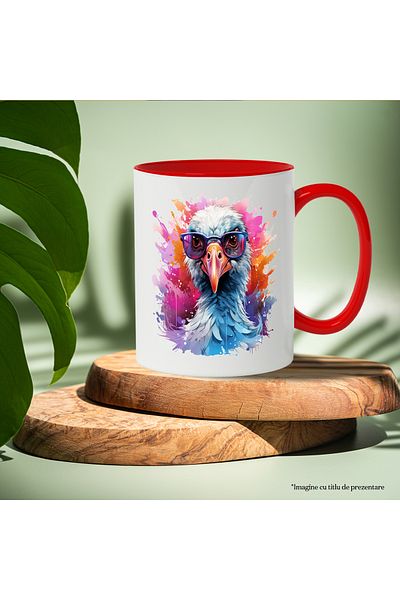 StoryGift Romania Seagull Mug, Sunglasses, Bird, Multicolor 330 ml, Ceramic, With ,STG