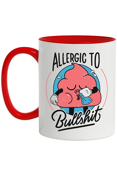 StoryGift Romania Mug With Message In English Allergic To Bullshit, Handkerchief, Allergy, Multicolor 330, With,STG.