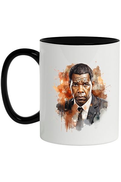 StoryGift Romania Mug With Denzel Washington, Actor, Celebrity, Movie Lovers, Multicolor 330 , With ,STG .