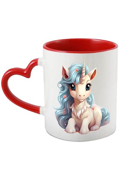 StoryGift Romania Mug with a cheerful unicorn | illustration | playful | long mane | popcorn | for, With, STG.
